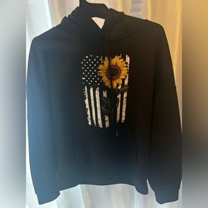 Black flag sunflower women's hoodie